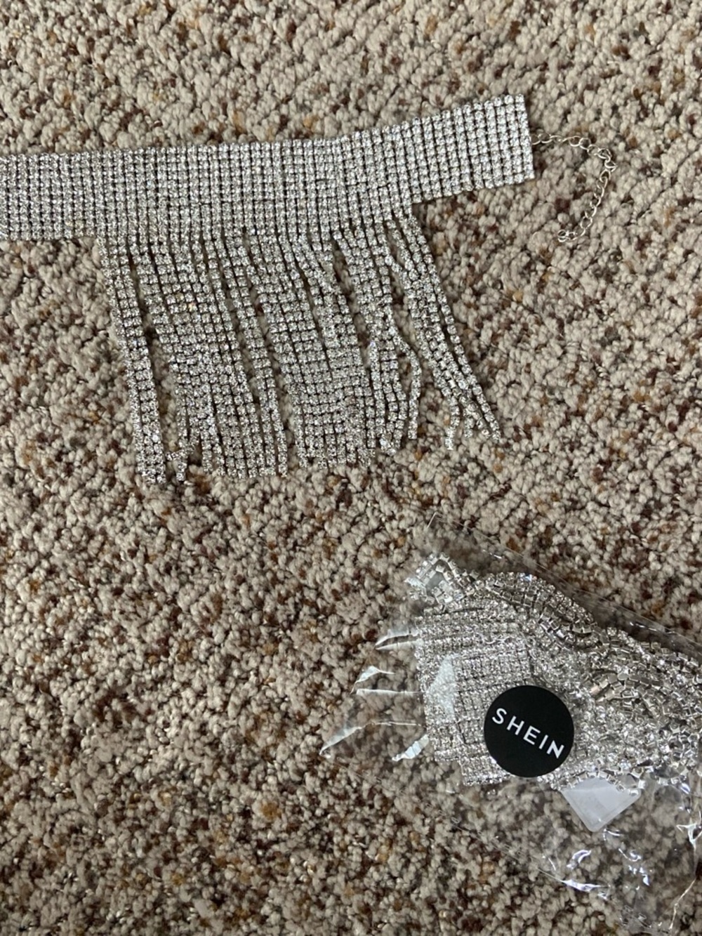 SHEIN Silver Rhinestone Fringe Bracelet